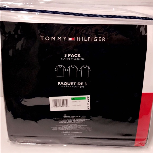 NEW men’s Tommy Hilfiger classic V-neck shirts L - Picture 2 of 2